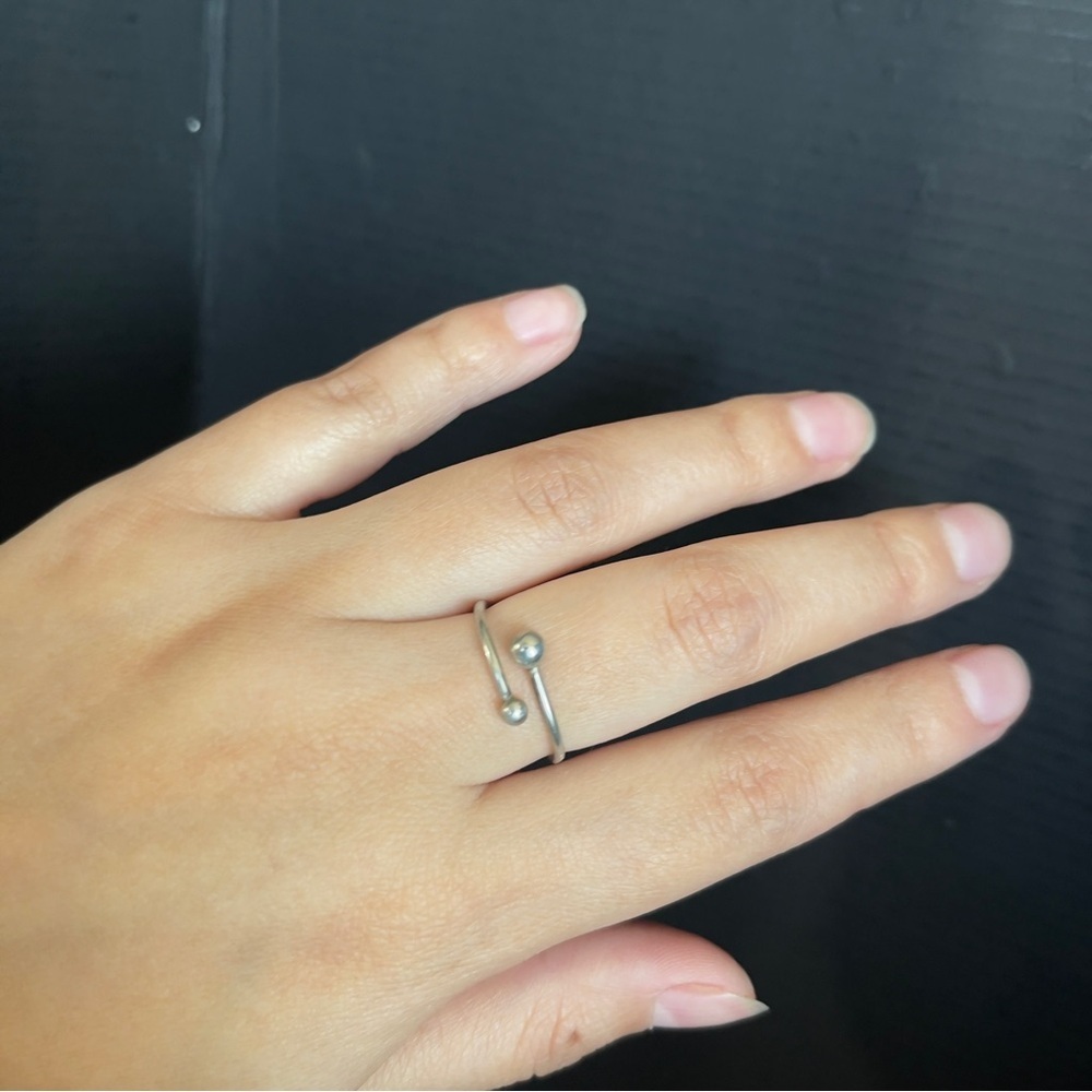 Sterling silver adjustable small dainty ball ring - Picture 1 of 5